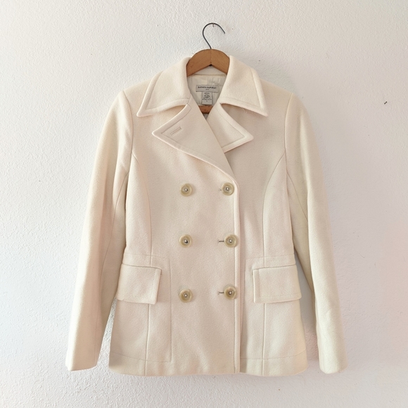 Banana Republic Cream Wool Pea Coat 